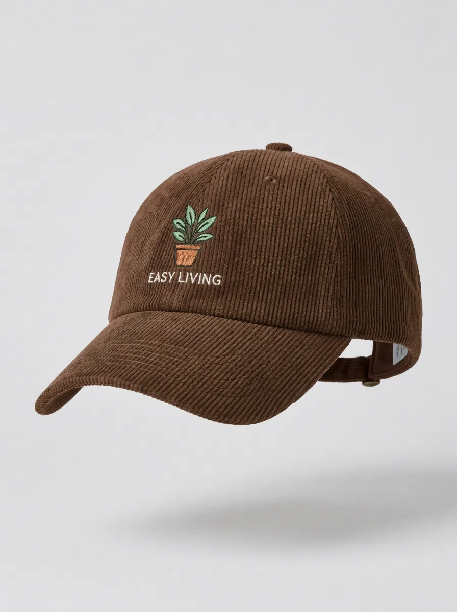 Modern Plant-Lover Corduroy Embroidered Unisex Baseball Cap