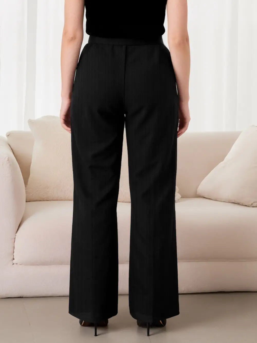 Wide Leg Chain Waist Comfort Fit Pants