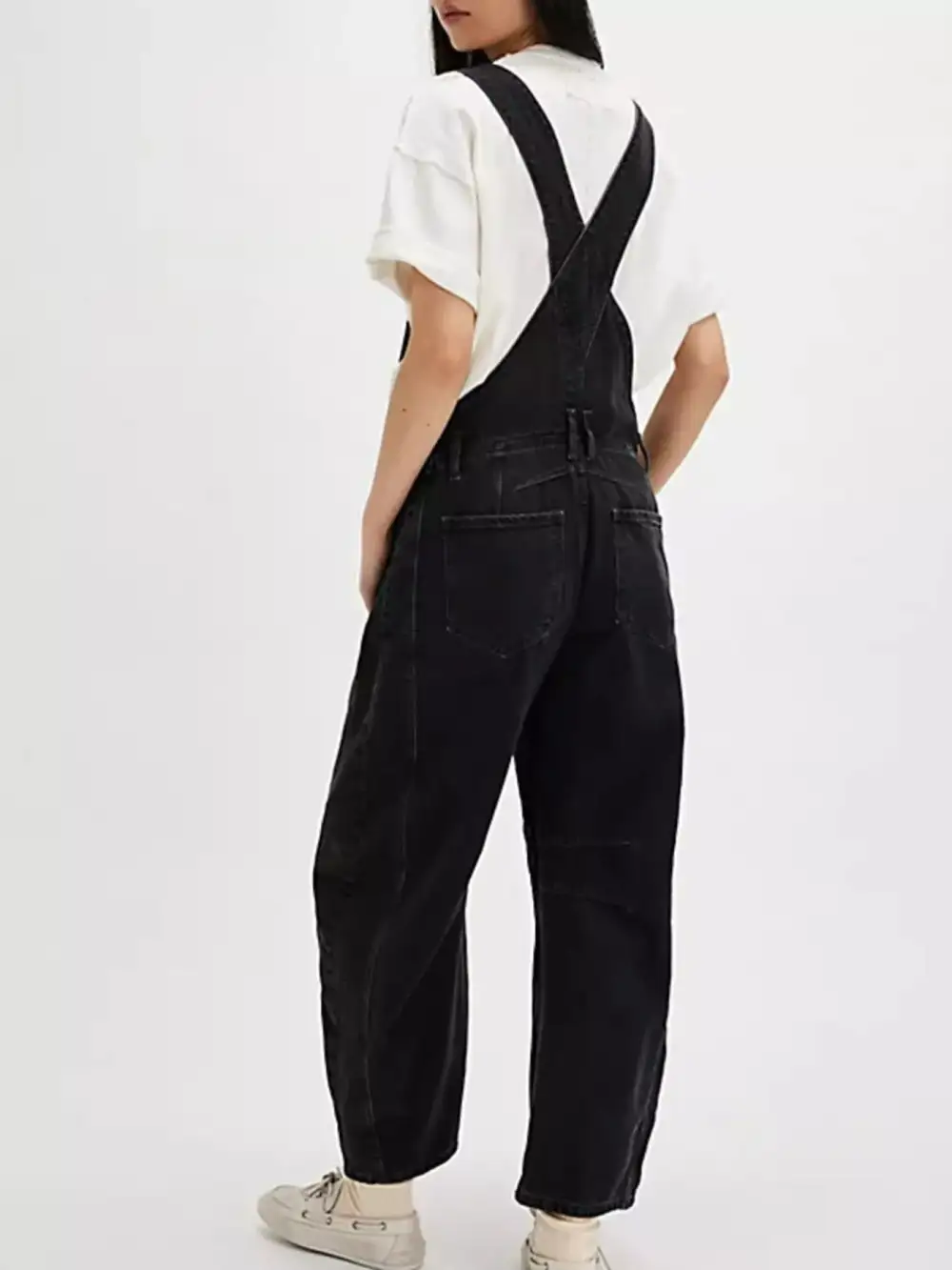 Wide Strap Wide Leg Denim Overalls Full-Length Bib Overalls