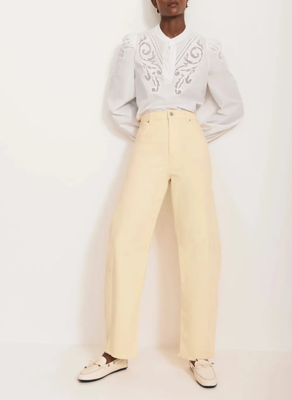 Plain Casual Style Wide-Leg Jeans
