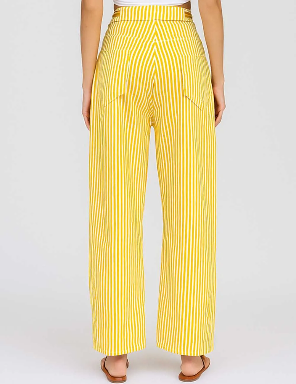 Striped Color Block Drawstring Barrel Denim Pants