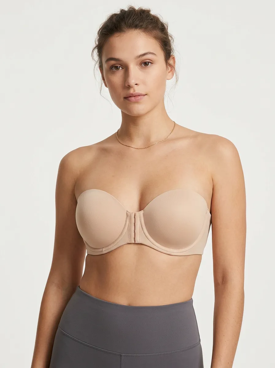Women's Seamless Form-Fitting Front-Closure Strapless Bra