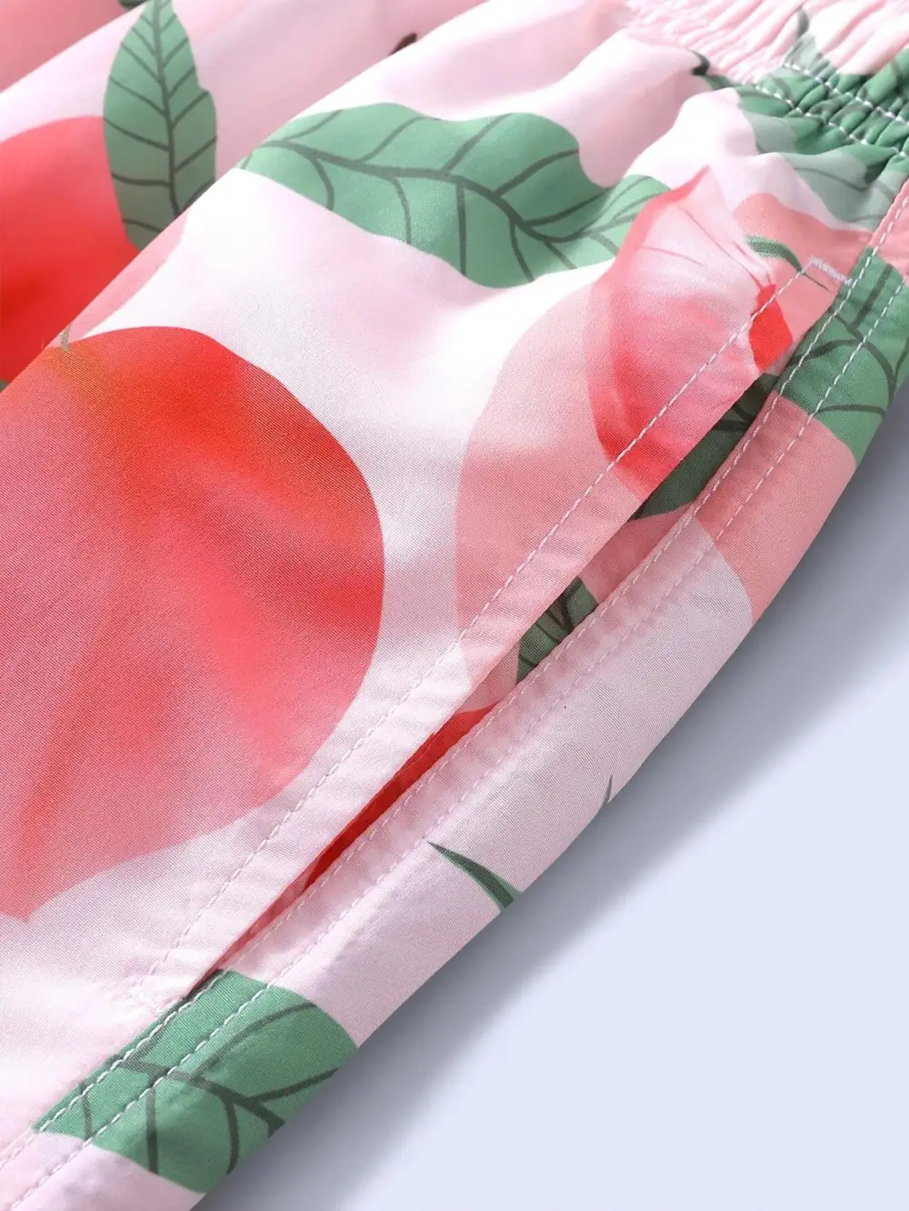 Men's Peach Print Drawstring Swim Trunks