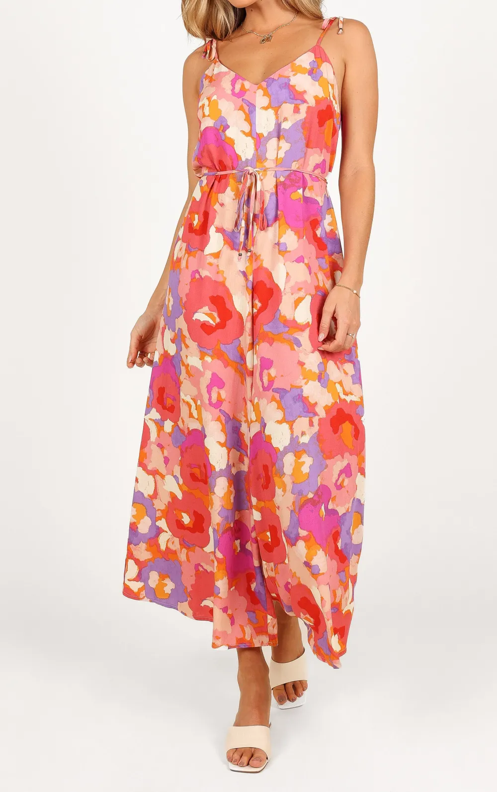 V-Neck Wide-Leg Floral Printed Jumpsuit