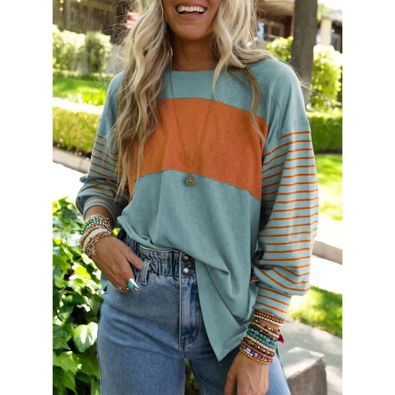 Womens Casual Color Block Shirts