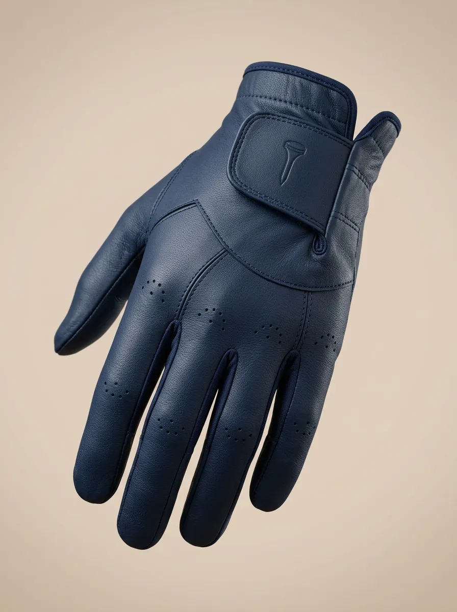 Classic Embossed Tee-Motif Leather Golf Glove