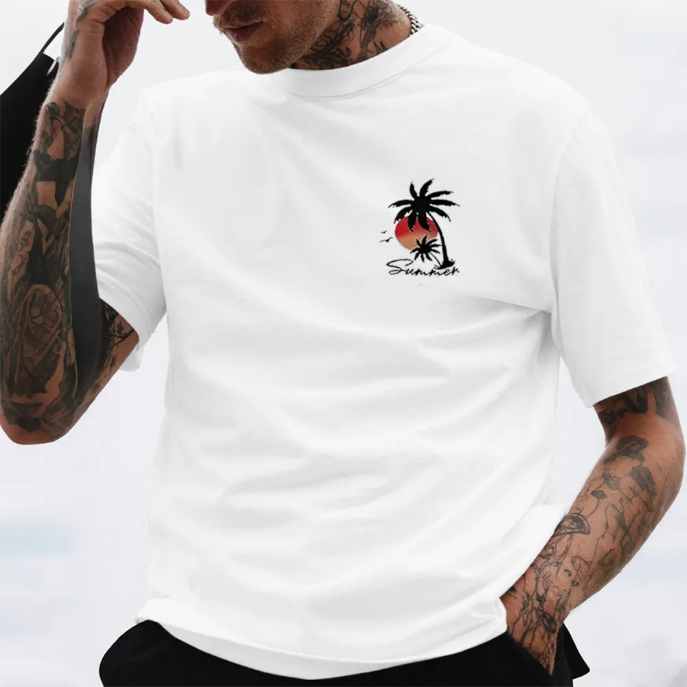 Tropical Palm Sunset Accent T-Shirt