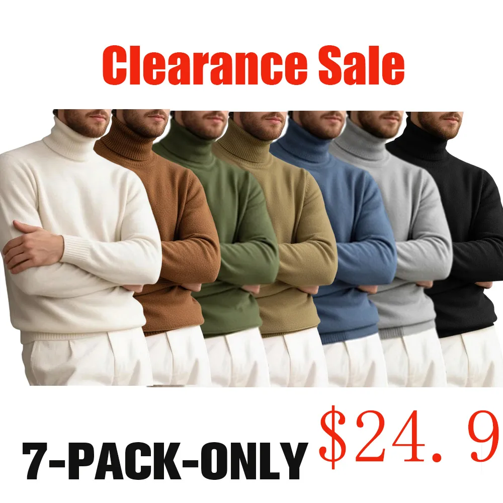Men's comfortable textured cashmere turtleneck warm sweater