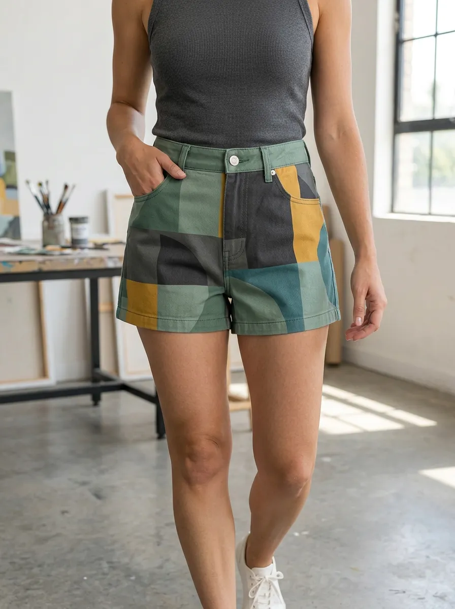 Women's Everyday Geometric Colorblock Pattern Printed Shorts