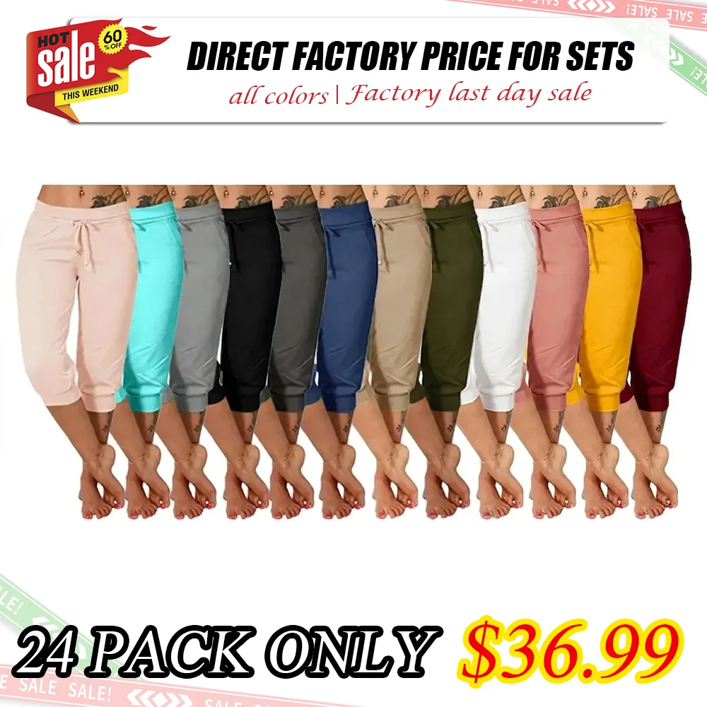 🔥Hot Summer Sale🔥Women’s Drawstring Capri Pants with Pockets for Casual Comfort Wear