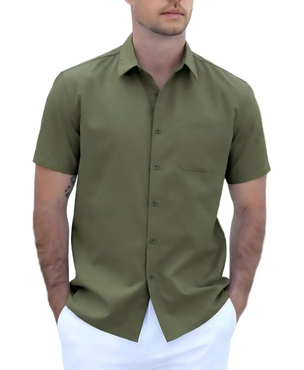 Casual Button Down Short Sleeve Dress Shirt