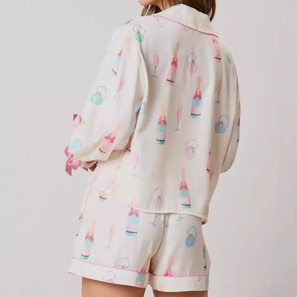 Festive Print Two Piece Pajama Set