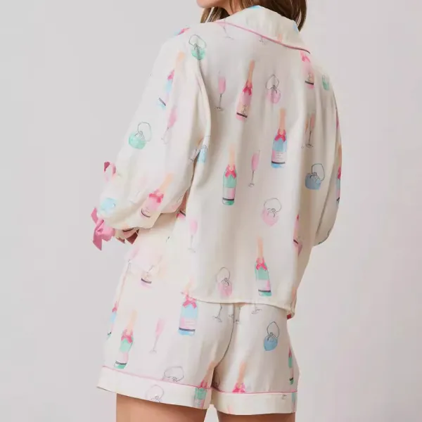Festive Print Two Piece Pajama Set