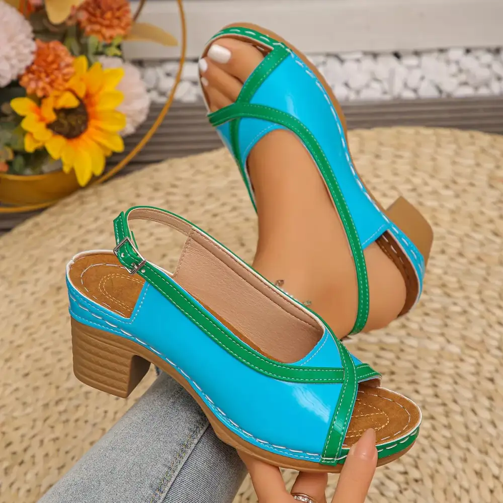 Minimal Open Toe Block Heel Sandals