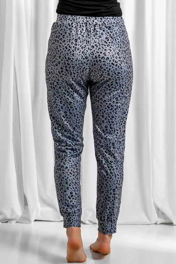 Elastic-Waist Smocked-Waist Leopard-Print Jogger Pants