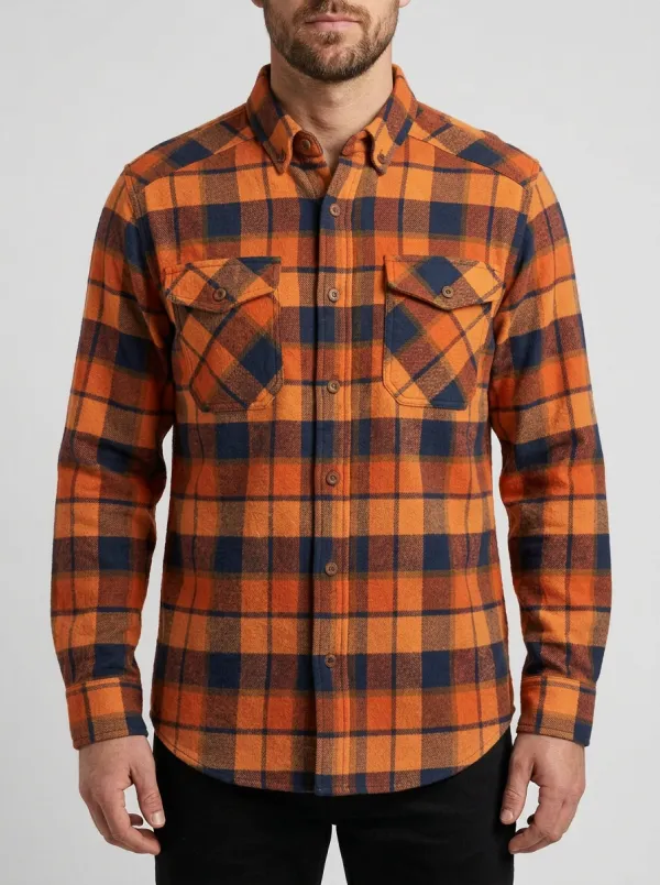 Men's Relaxed Plaid Printed Flannel Shirt