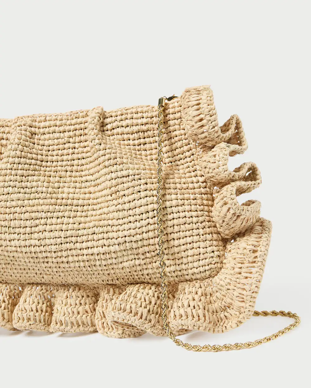 Ruffle Trim Textured Carryall Bag