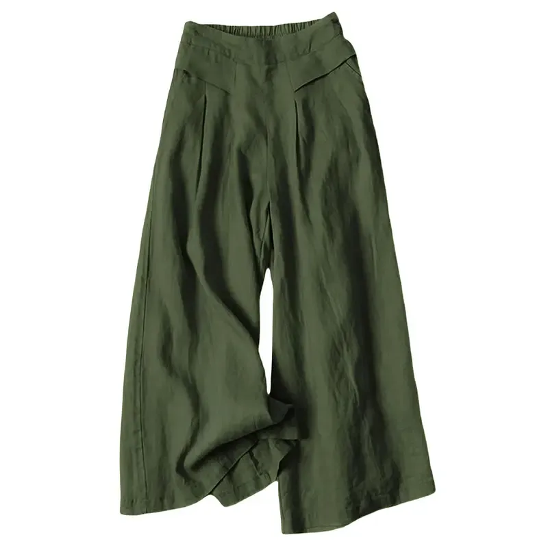 Women's Cotton and Linen Seven-Point Wide-Leg Pants