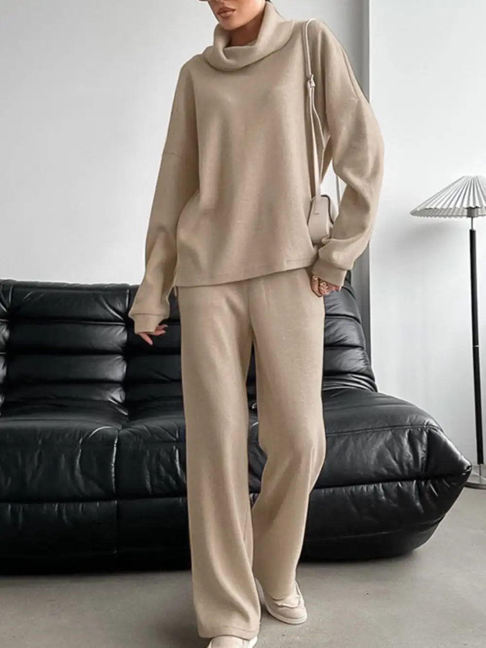 Relaxed Turtleneck Long Sleeve Top and Pants Set