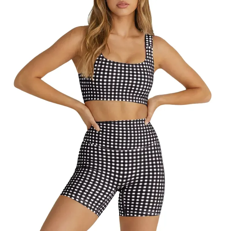Women's Plaid Two-Piece Athleisure Set