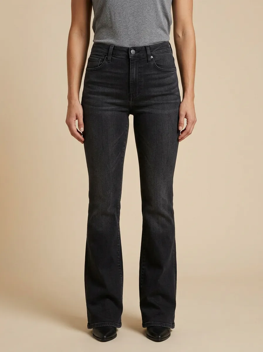 Women's High-Rise Washed Flare Denim Jeans