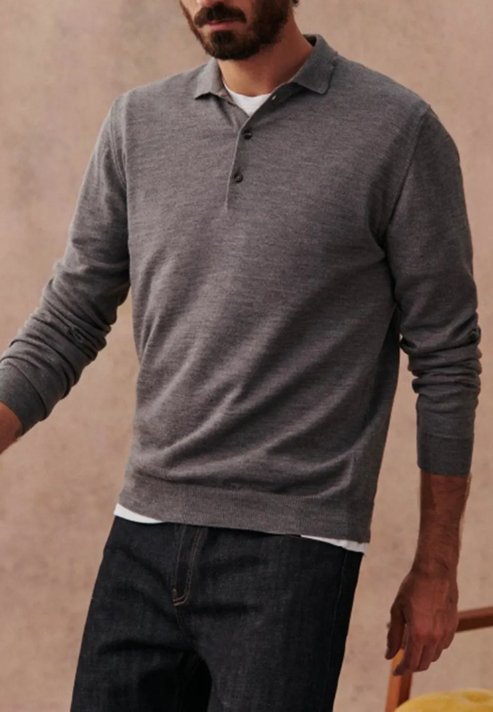 Grey Quarter-Zip Knit Pullover Sweater