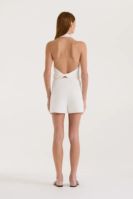 White High-Rise Knit Shorts