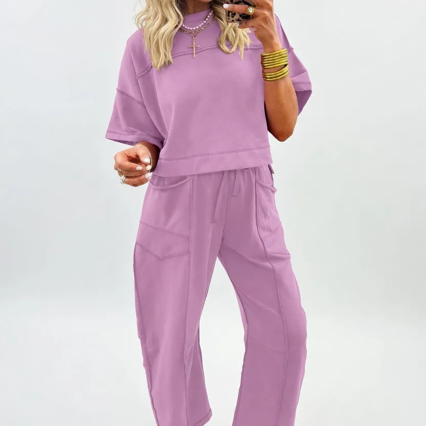 High Waist Coordinated Casual Two Piece Set
