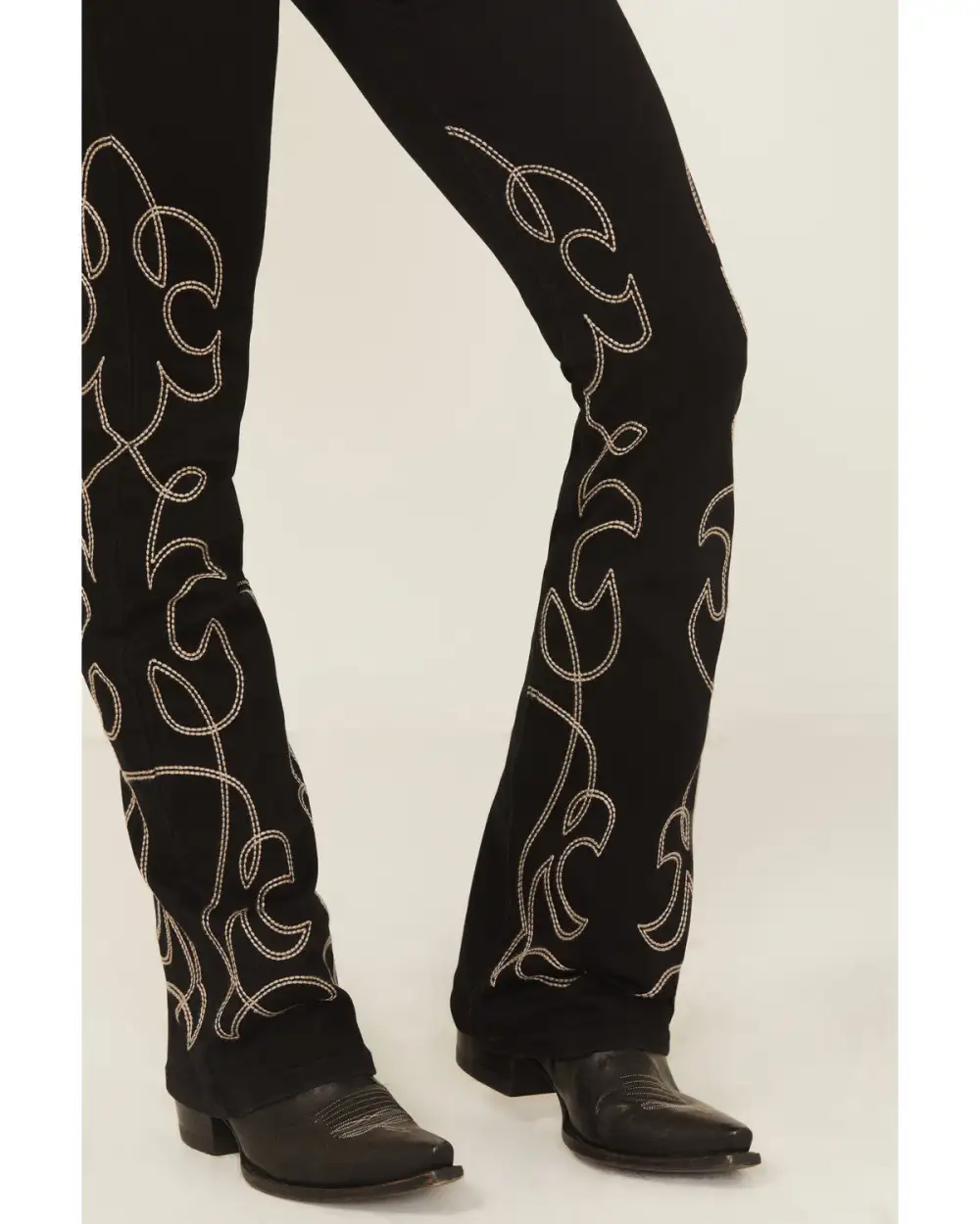 Classic High Rise Bootcut Stretch Denim Embroidered Jeans