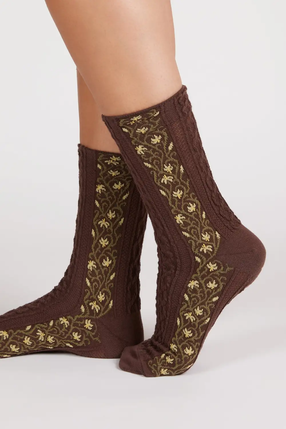 Modern Vine Floral Strip Socks