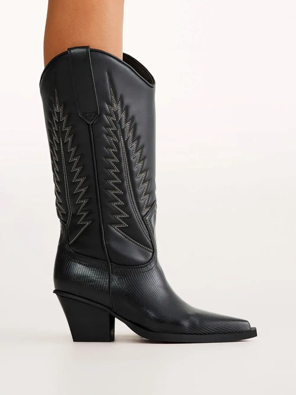 Classic Western Cowboy Pointed-Toe Knee-High Boots
