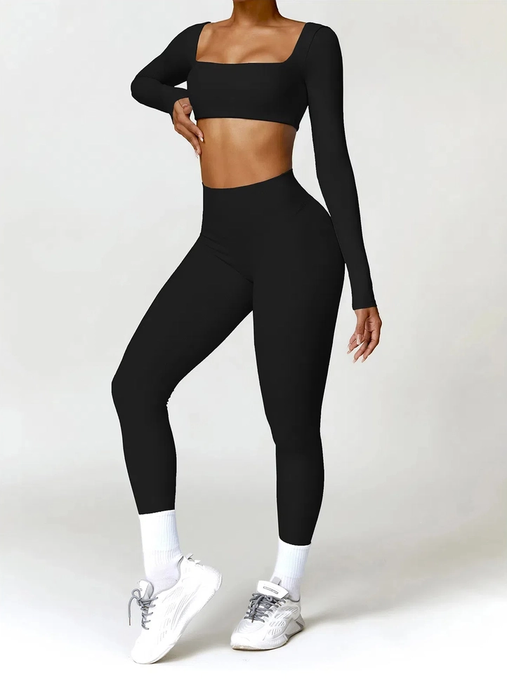 Active Square Long Sleeve Crop & Legging Set