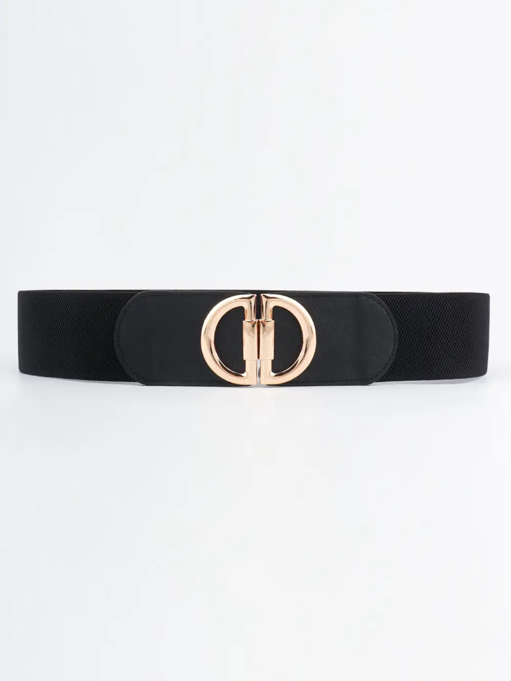 D-Buckle Vegan-Leather Elastic Waist Belt
