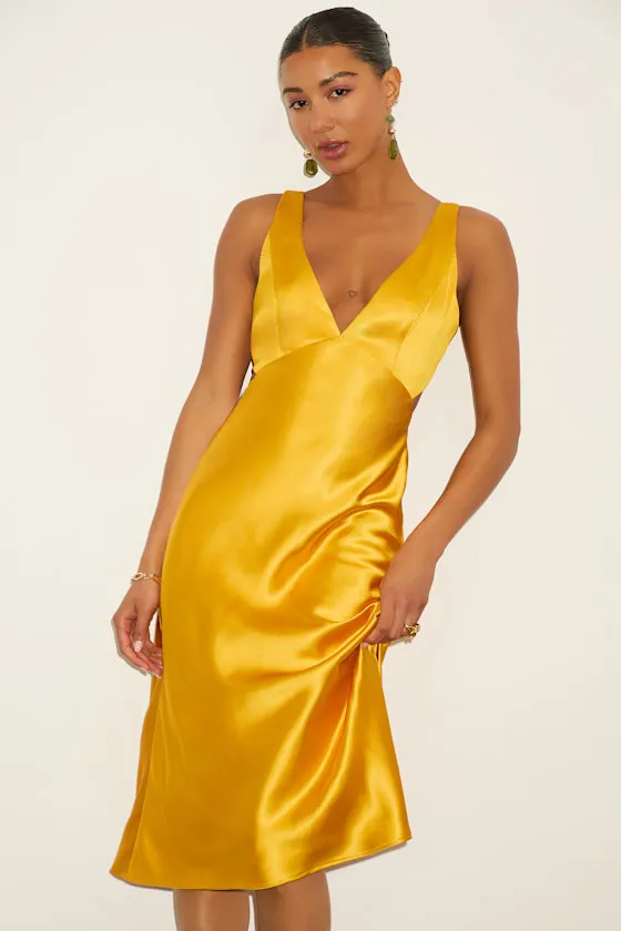 Unmatched Elegance Fuchsia Satin Sleeveless Midi Dress