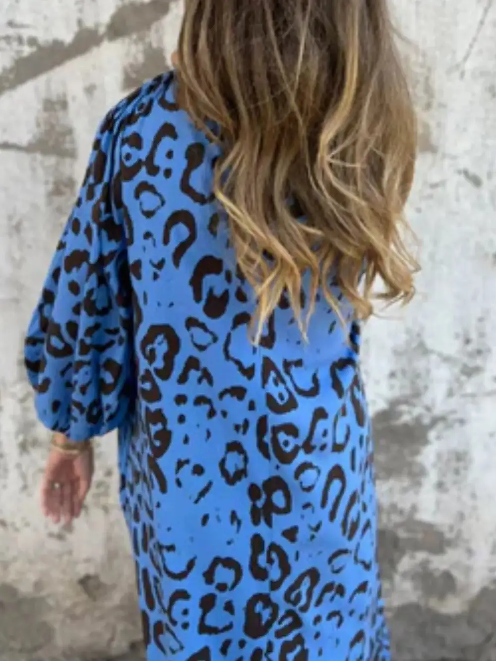 V-Neck Printed Midi Dress