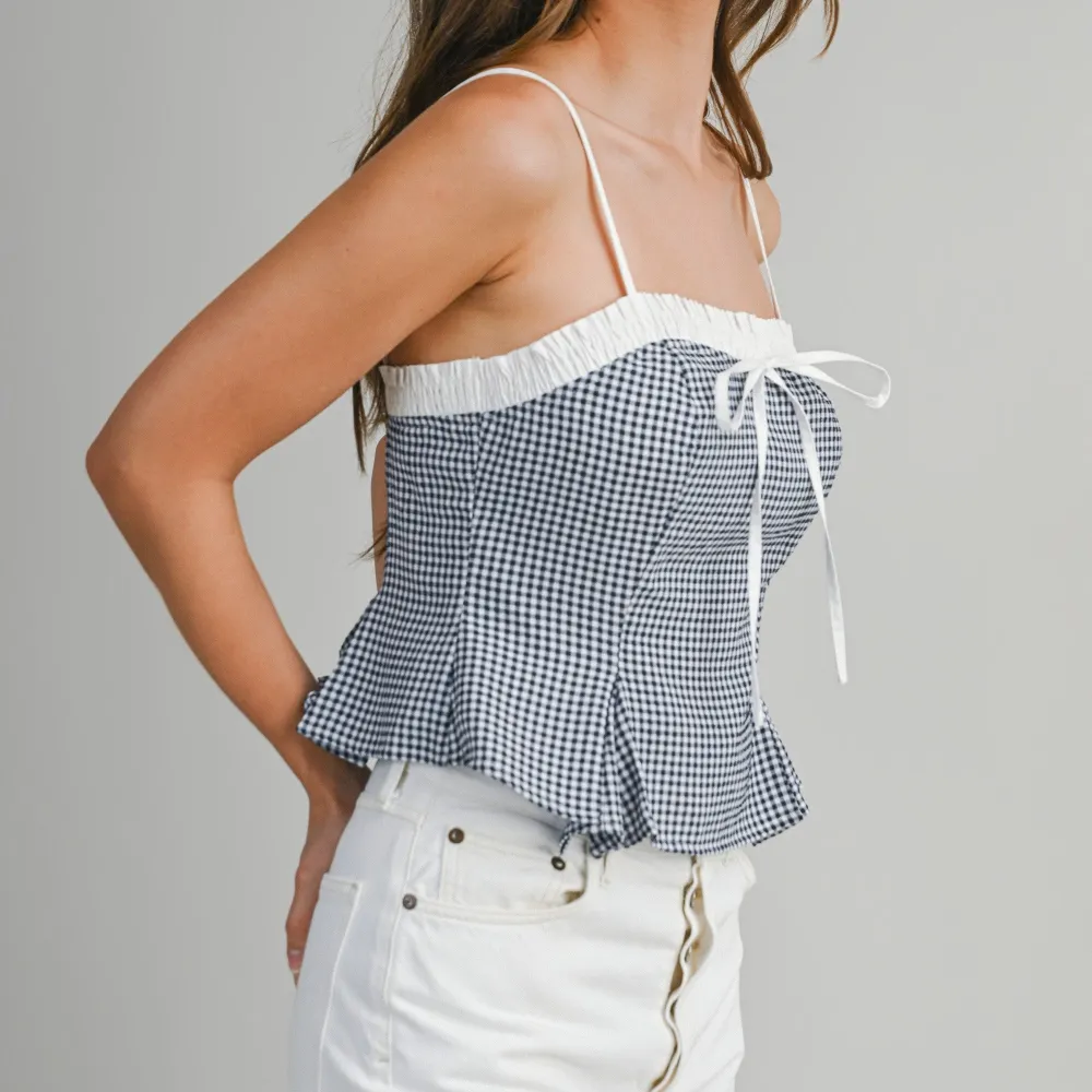 Gingham Peplum Top
