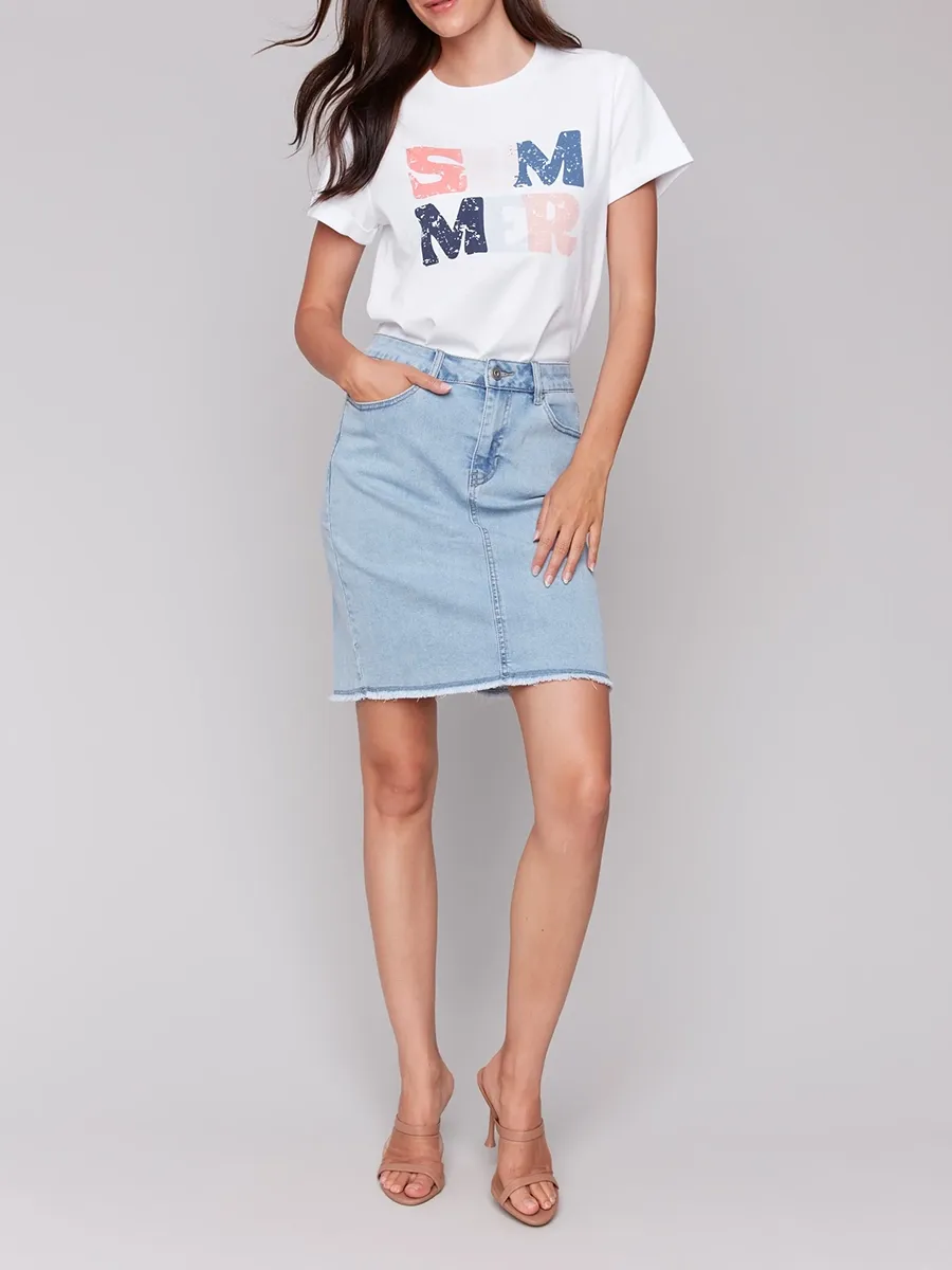 Casual Solid Color Basic Versatile Denim Skirt