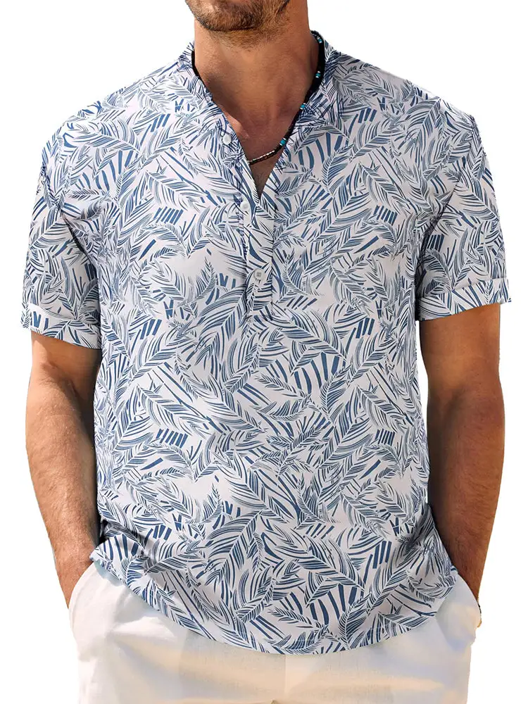 Casual Breathable Hawaiian Henley Shirt