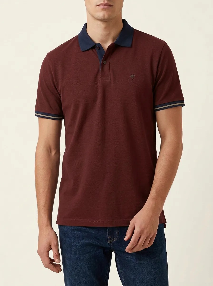 Men's Tropical Summer Palm Tree Embroidered Olive Polo Shirt