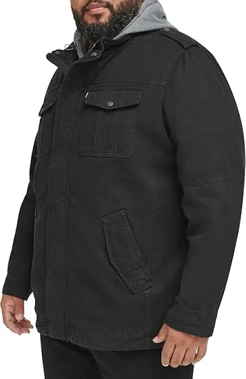 🧥 Men’s Washed Cotton Hooded Military Jacket ( Big Sizes)Classic Utility. Timeless Comfort. Built for Every Man.