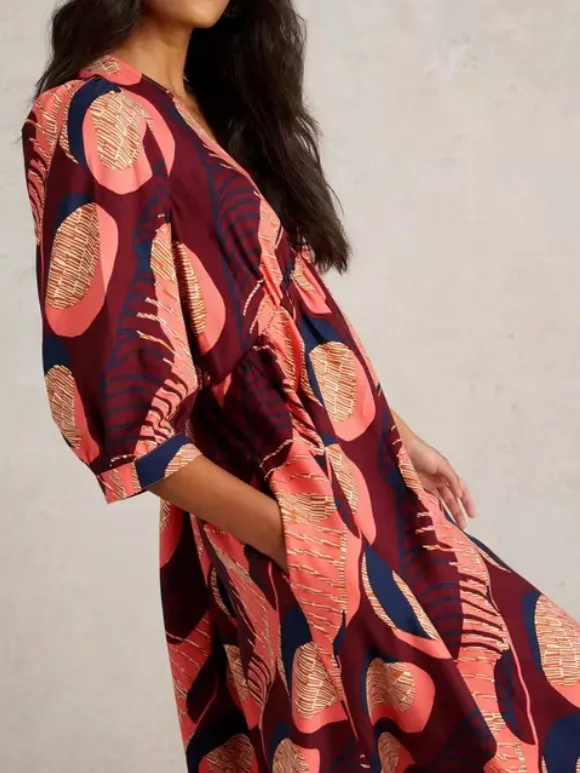 Midi Printed Dress In Teal Print