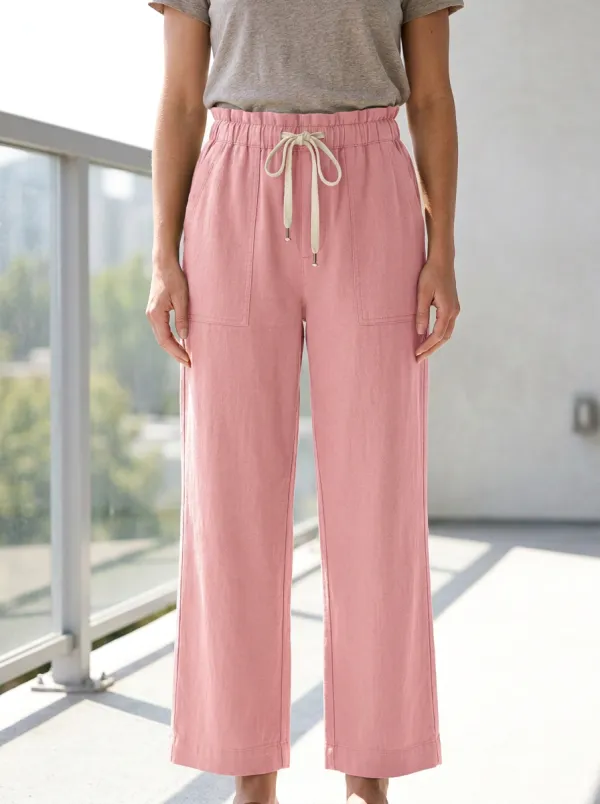 Women's Nature Inspired Casual Adjustable Drawstring Waist Pants