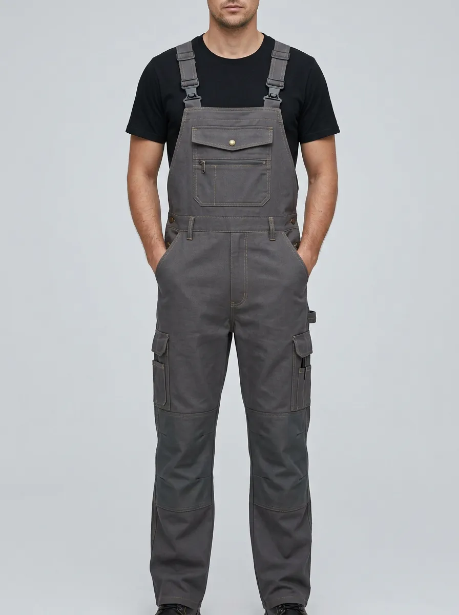Men's Essential Multi-Pocket Cargo Bib Work Overalls