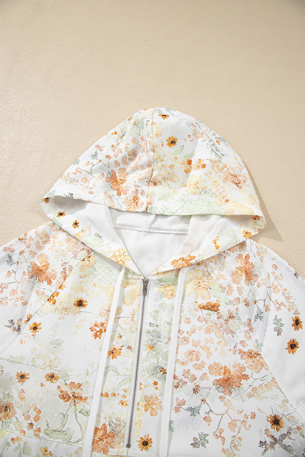 Women's Floral Print Long Sleeve Zip Detail Top