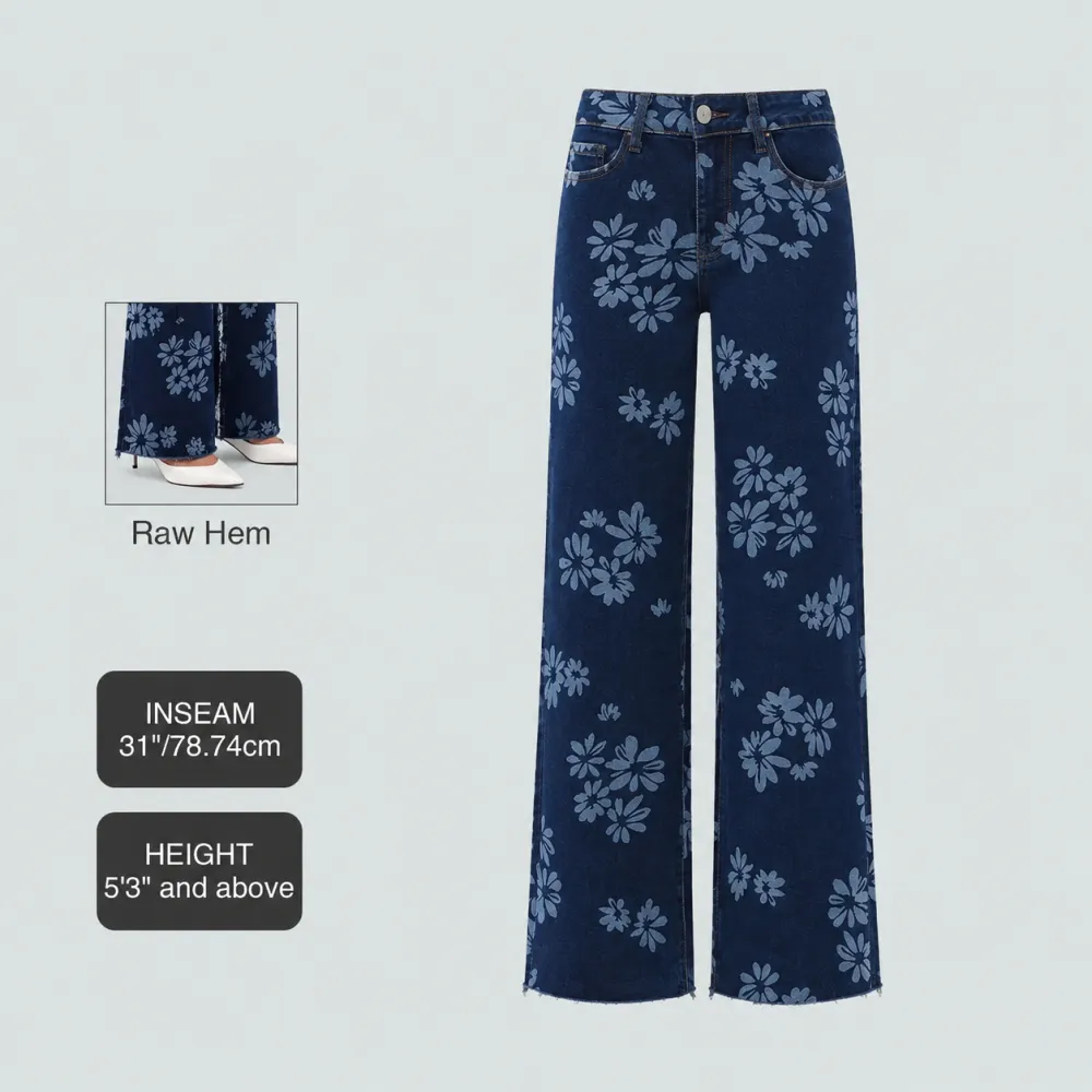 Mid-Low Waist Loose Stretch Wide Leg Jeans
