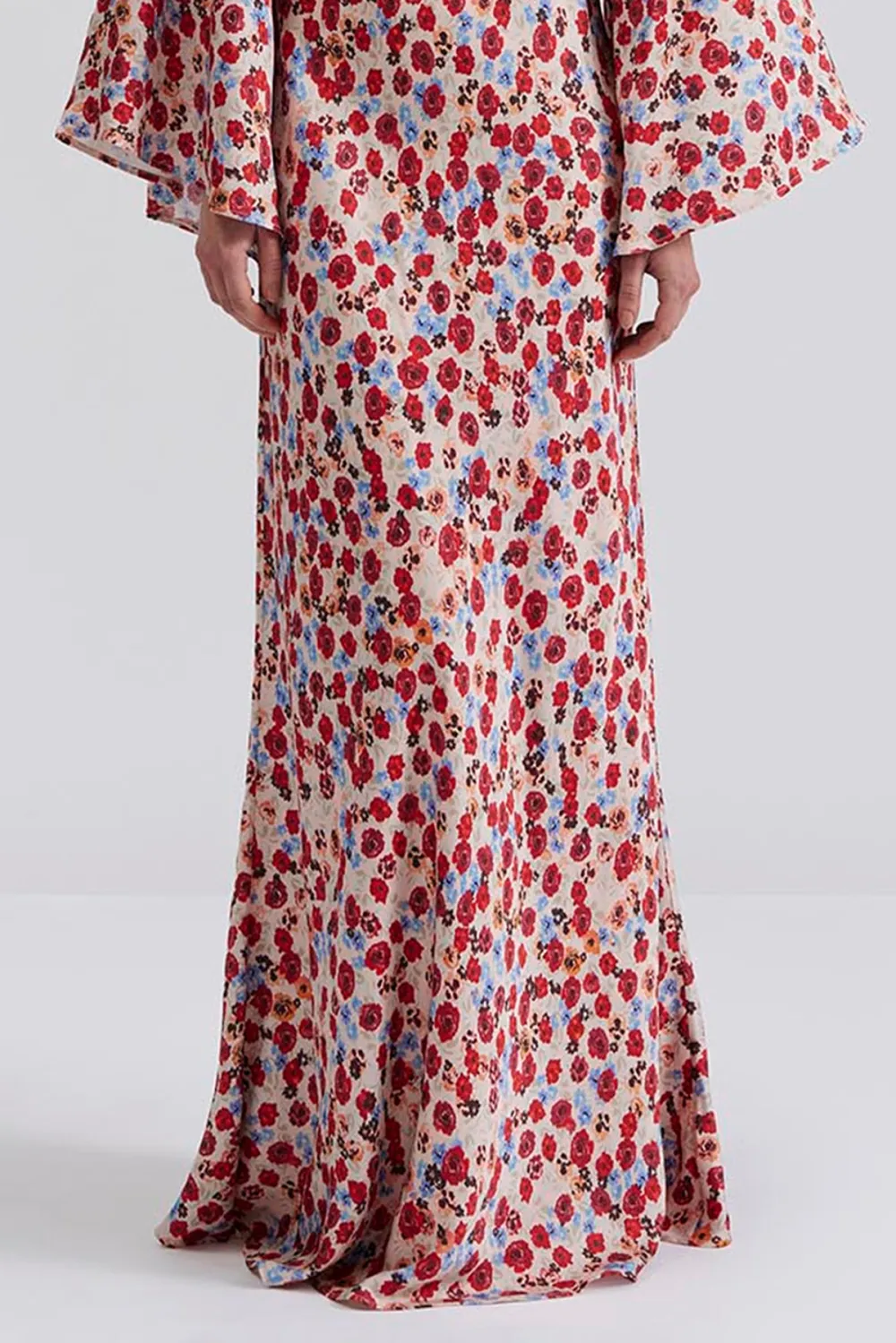 Floral Print Flutter Sleeve Wrap Maxi Dress