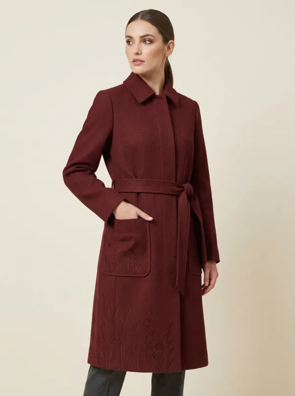 Women's Botanical Wheat Printed Wool Coat