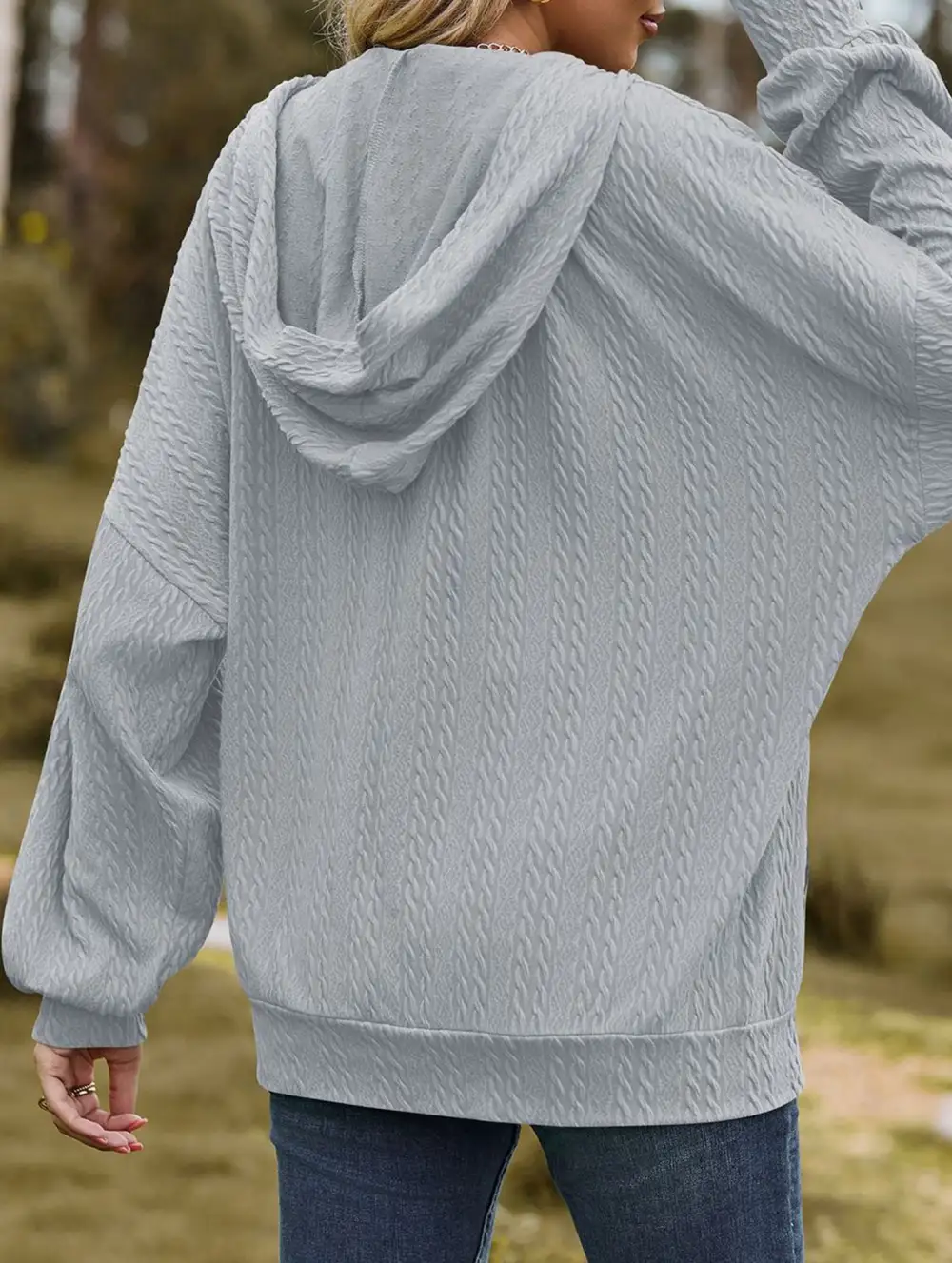 Pocket Long-Sleeved Loose Hooded Sweatshirt