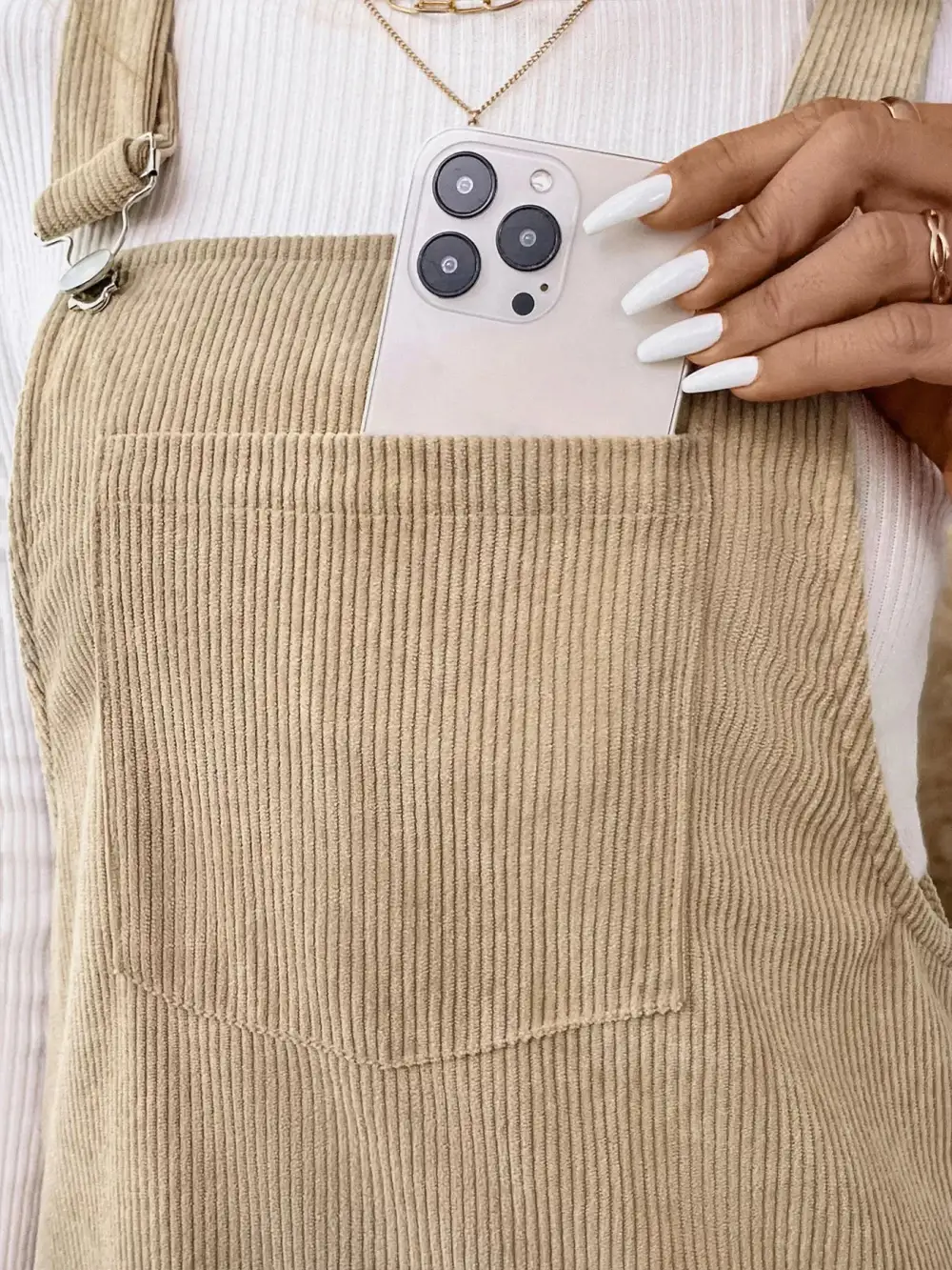 Corduroy Pocket Overall Mini Dress
