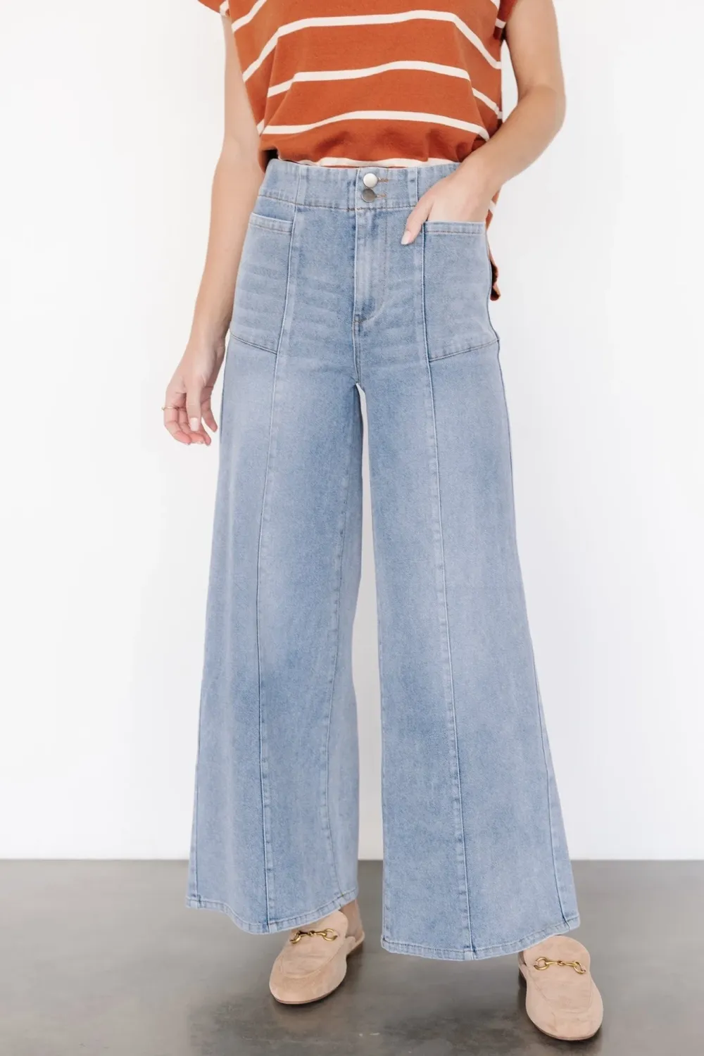 Classic Basic Retro Loose Denim Pants